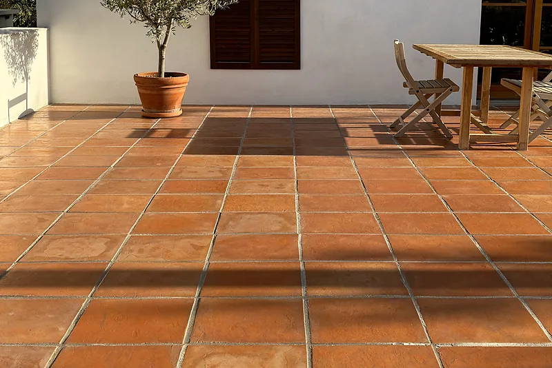 Clean terracotta terrace